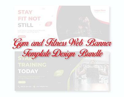 Gym and Fitness Web Banner Template Design Bundle