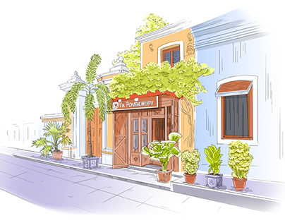 Pondicherry Street Illustration