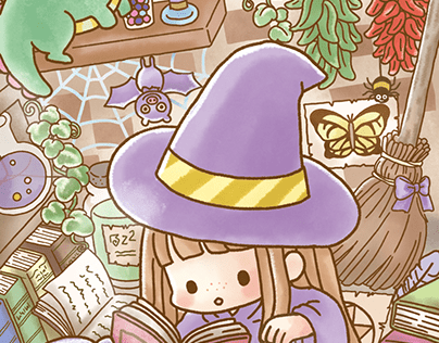 A cute witch practicing her magic.