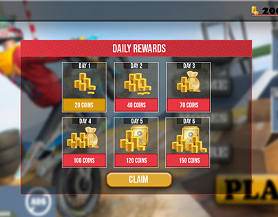 Daily reward screen UI for a game