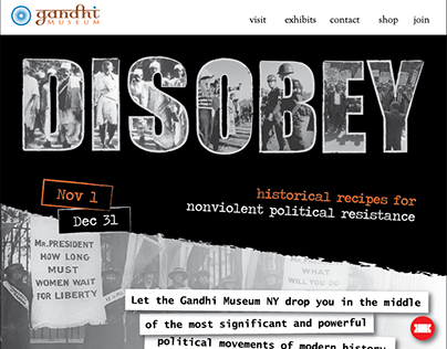 Gandhi Museum Exhibit Web Mockups: "Disobey"