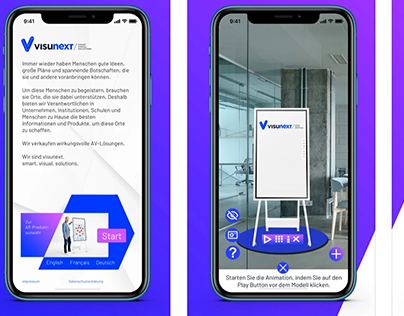 visunext Augmented Reality app, simulation of displays