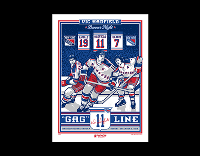 New York Rangers Vic Hadfield Banner Night Poster