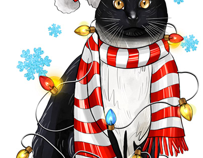 Christmas black cat