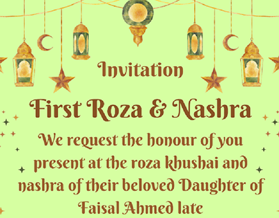 Invitation Card || First Roza Card || Card Design