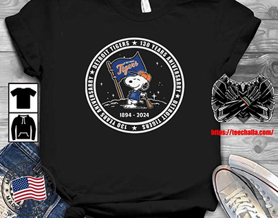 Snoopy Detroit Tigers 130 Years Of Celebration T-shirt