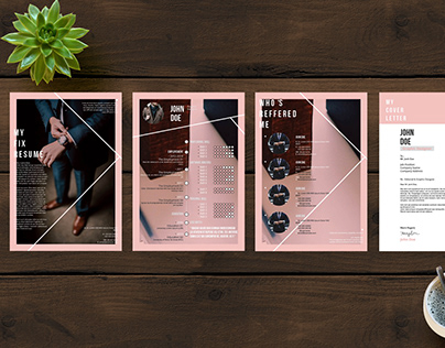 Resume Layout With Pink Accents