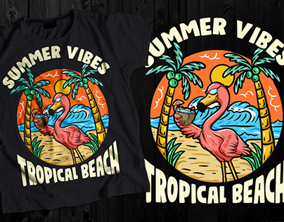 Summer Vibes Tropical Beach T-shirt Design