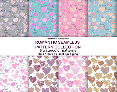 romantic seamless pattern collection