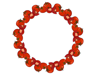 Circular vegetable frame. Tomatoes