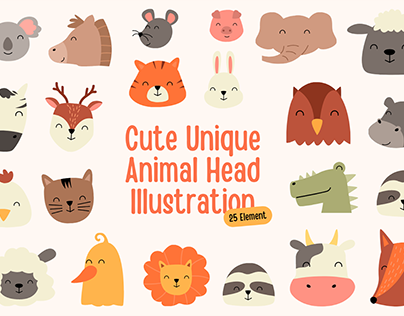 Cute Unique Animal Head Illustration