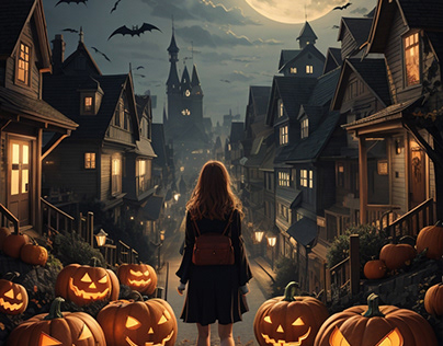 Town of Halloween pumpkins