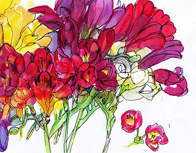 DRAWINGS OF FLOWER BOUQUETS