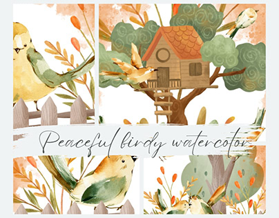 Peaceful Birdy Watercolor