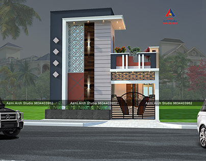 modern house front elevation designer 1500 sqft