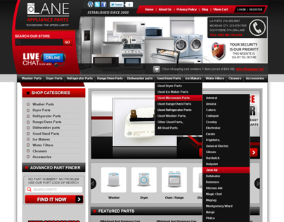 Lane Appliance Yahoo Store Design