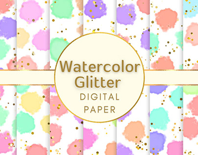 Watercolor Glitter Digital Paper