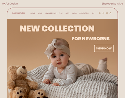 Website desing for a store selling clothes for newborns