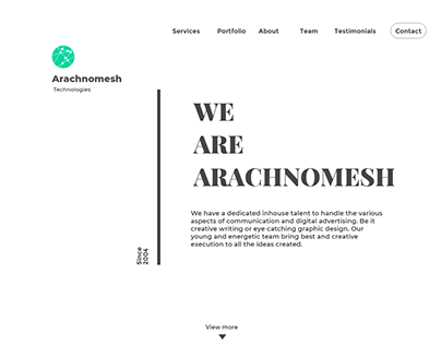 Arachnomesh concept landing page design