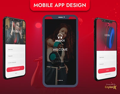 MusicX Mobile App UI Design by CeylonX