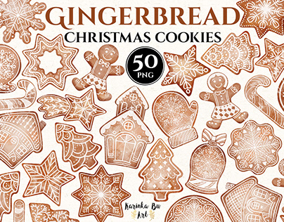 Christmas Gingerbread Watercolor Clipart set