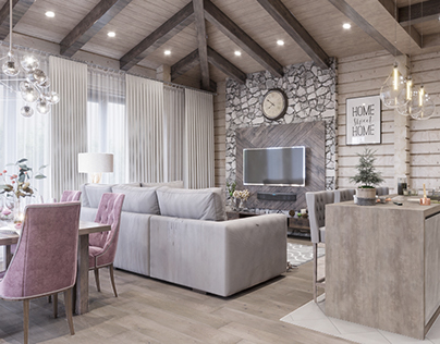 Living room with elements of country style.