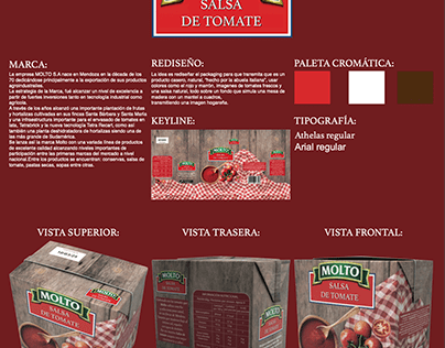 Rediseño packaging salsa de tomate "Molto".