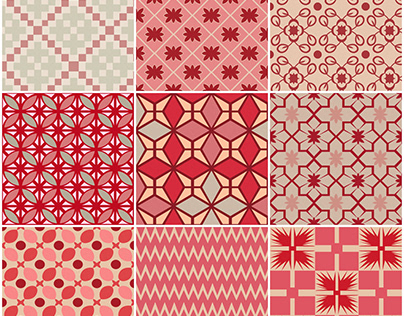 Patterns in shades of pink. Sampler (Austria), 1901