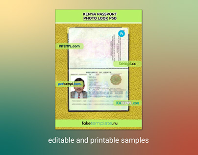 Kenya passport PSD , scan and photo (2011-2019)