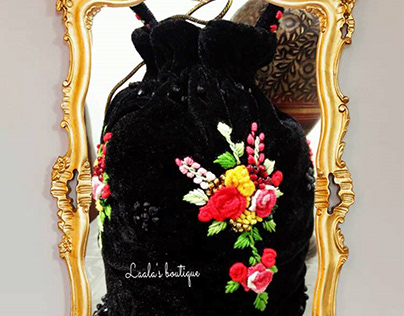 Velvet handmade embroidered potli bag
