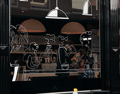 Illustration for a cafe window sticker