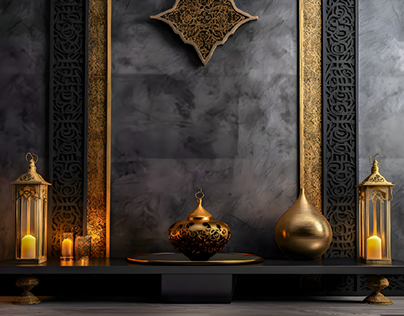A arabic style environment and black marbel wall