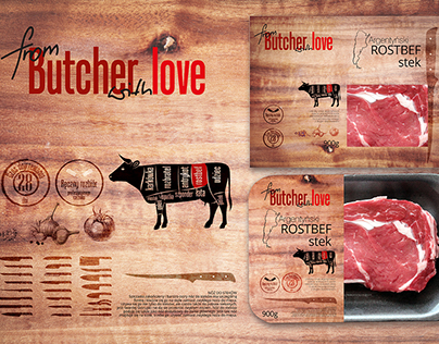 Projekt opakowań i logo - marka własna- mięso