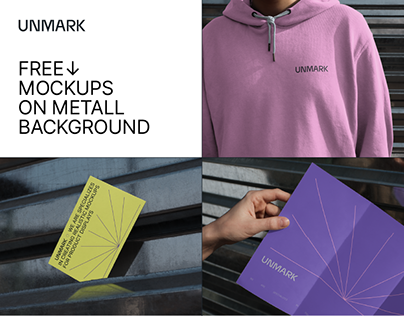 Free mockups on metall: Hodie, Business card, Brochure