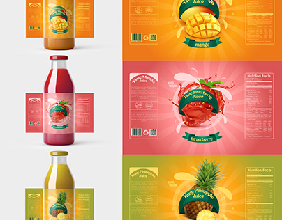 Tasty-Juice Bottle Label Design template