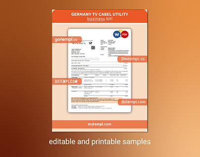 Germany TV Cabel utility business bill template
