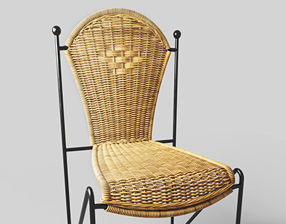 Wicker bamboo chair, 3D model