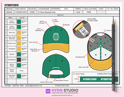 Complete Snapback Reference Tech Pack Template