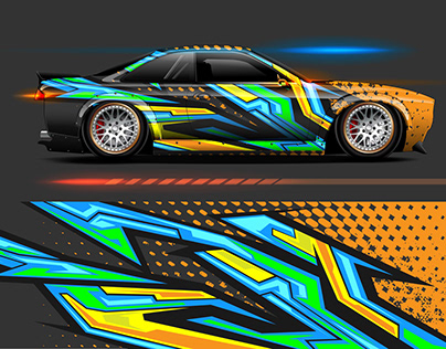Vehicle vinyl wrap design with Racing stripe streak
