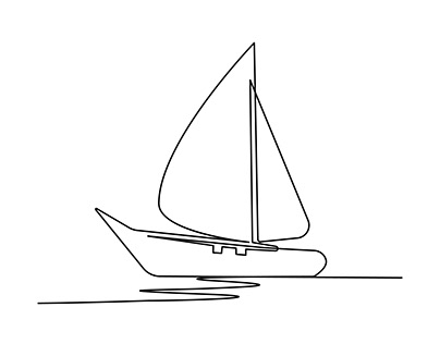 Continuous single line sailboat drawing art
