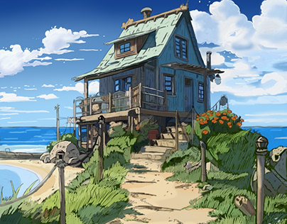 Beach House Illustration 🏡