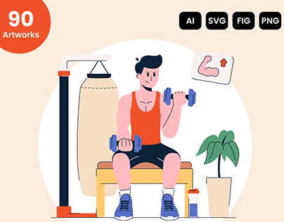 Fitness Illustrations Library