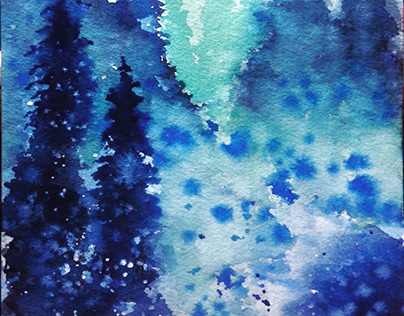 (#1) Pine Tree Painting: loose watercolour (2019)