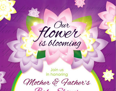 Flower Girl Baby Shower Invitation & Raffle Ticket
