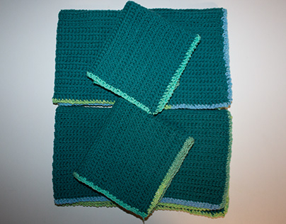 "Gorgeous greenery" crocheted kitchen towel collection