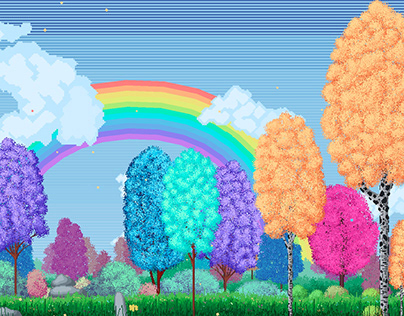 Rainbow Forest - Free Pixel-Art