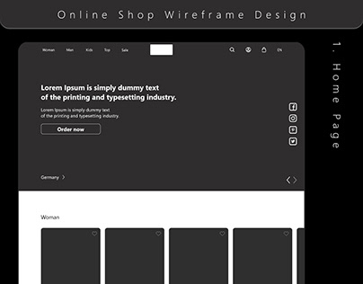 "EventC" Online Shop Wireframe Design