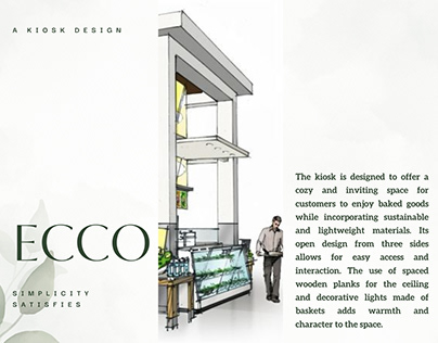 "ECCO, Simplicity satisfies" A kiosk design