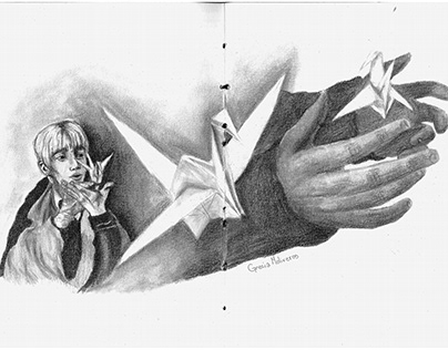 Traditional pencil drawing of Draco Malfoy