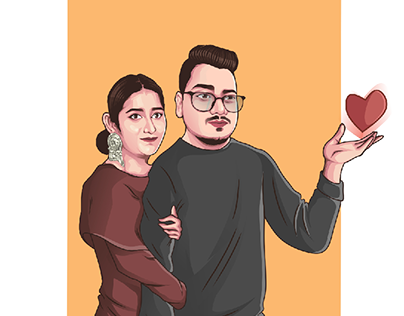 couple vector portrait illustration